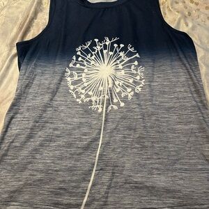 Women's Ombre Tank Top with Dandelion Print